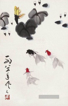 吴作人 Wu Zuoren Werke - Wu zuoren Goldfisch 1985 alte China Tinte